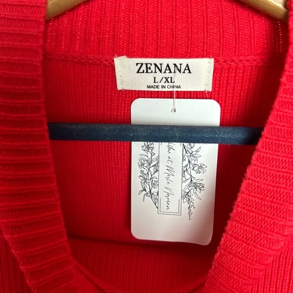 Red Cropped Sweater - Size L/XL - Picture 3 of 4